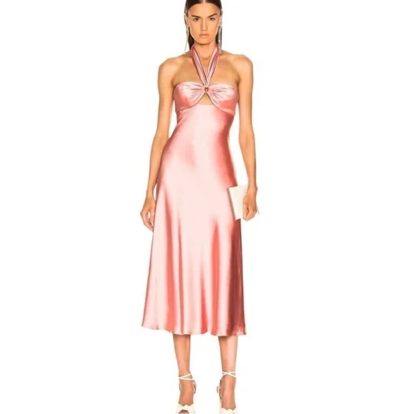jonathan simkhai pink slip dress Jonathan Simkhai Cowl Neck Charmeuse Slip Dress Pink Size 6